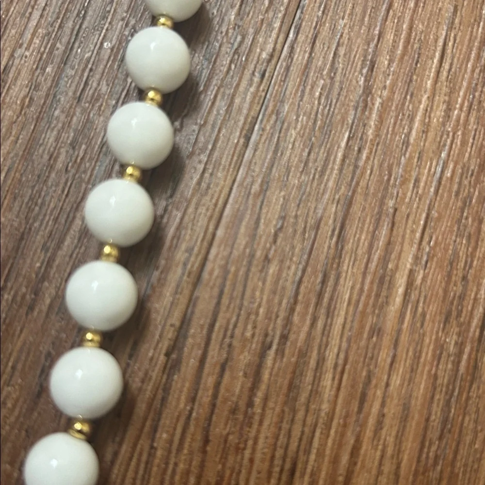 Vintage Monet White Gold Beaded Necklace